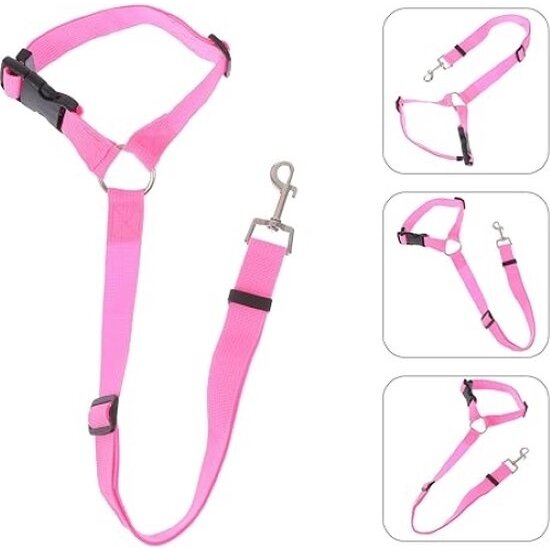 Igoods Igoods Hondengordel - 2-in1 Hondenriem - Veiligheidsgordel - Verstelbaar - Nylon - Roze