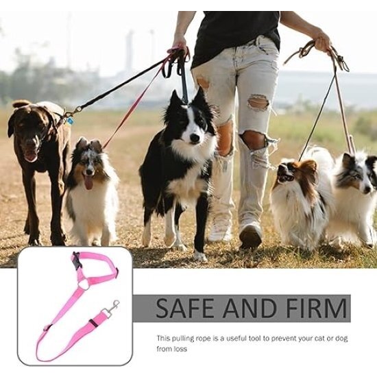 Igoods Igoods Hondengordel - 2-in1 Hondenriem - Veiligheidsgordel - Verstelbaar - Nylon - Roze