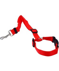 Igoods Hondengordel - 2-in1 Hondenriem - Veiligheidsgordel - Verstelbaar - Nylon - Rood