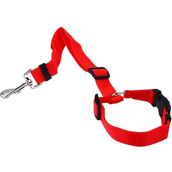 Igoods Igoods Hondengordel - 2-in1 Hondenriem - Veiligheidsgordel - Verstelbaar - Nylon - Rood