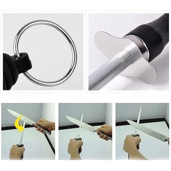 Igoods Igoods messenslijper - Slijpstaaf - Staal - Met handvat - Ophangbaar