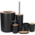 Igoods Igoods Badkamerset- Badkamer - Accessoires - Set van 4 - Zeepdispenser - Zeephouder - Tandenborstelhouder - Prullenbak - Drinkbeker - Toilethouder met Borstel - Zwart