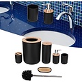 Igoods Igoods Badkamerset- Badkamer - Accessoires - Set van 4 - Zeepdispenser - Zeephouder - Tandenborstelhouder - Prullenbak - Drinkbeker - Toilethouder met Borstel - Zwart