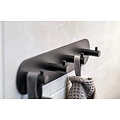 Igoods Igoods Kapstok - Deurkapstok - Wandhaak - Handdoekrek - Plakbaar - RVS - 30cm - 4-Haaks - Zwart
