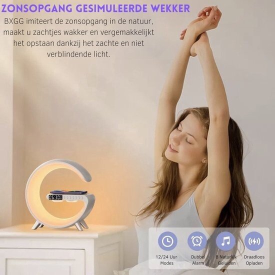 Igoods Igoods Wake Up Light XL - G-Light - Lichtwekker - Draadloos Opladen - Bureaulamp LED - RGB - Sfeerlamp