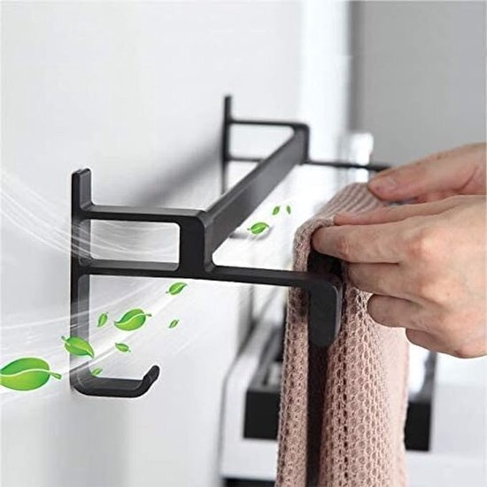 Igoods Igoods handdoekrek dubbele stang zonder boren - handdoekrek badkamer - handdoekhouder - handdoekstang - 60CM