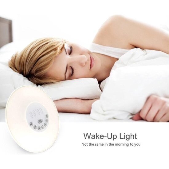 Igoods Igoods Wake-up Light - Wekkerradio - Nachtlampje - FM Radio - 7 kleuren - Snooze - Alarm