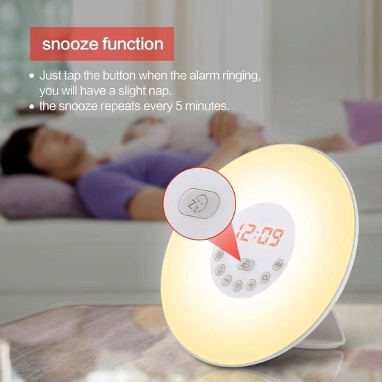 Igoods Igoods Wake-up Light - Wekkerradio - Nachtlampje - FM Radio - 7 kleuren - Snooze - Alarm