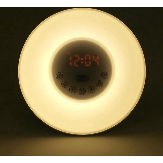 Igoods Igoods Wake-up Light - Wekkerradio - Nachtlampje - FM Radio - 7 kleuren - Snooze - Alarm