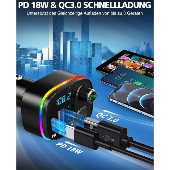 Igoods Igoods FM Transmitter - Bluetooth Transmitter Auto - Bluetooth Receiver - MP3 Speler - Handsfree Bellen - USB 3.0 - Bluetooth 5.0 - T25