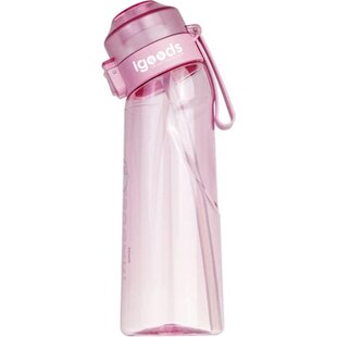 Igoods Drinkfles - Geurfles - Sportfles - Waterfles Met Smaak - Smaak Op Basis Van Geur - 650ML - BPA Vrij - Inclusief 7 Smaken - Roze