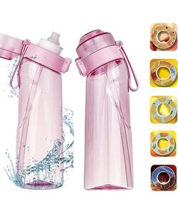 Igoods Drinkfles - Geurfles - Sportfles - Waterfles Met Smaak - Smaak Op Basis Van Geur - 650ML - BPA Vrij - Inclusief 7 Smaken - Roze