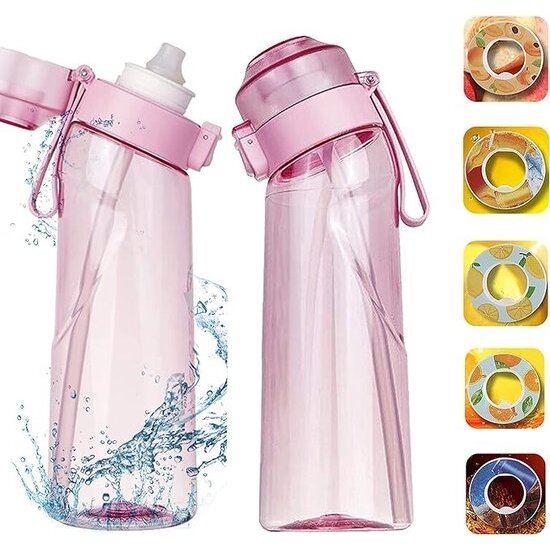 Igoods Igoods Drinkfles - Geurfles - Sportfles - Waterfles Met Smaak - Smaak Op Basis Van Geur - 650ML - BPA Vrij - Inclusief 7 Smaken - Roze