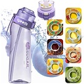 Igoods Igoods Drinkfles - Geurfles - Sportfles - Waterfles Met Smaak - Smaak Op Basis Van Geur - 650ML - BPA Vrij - Inclusief 7 Smaken - Paars