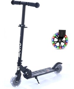 IGOODS Kinderstep - Kick Step - voor Jongens en Meisjes - Vanaf 3-12 Jaar - Wielen met LED-verlichting - Aluminium - Zwart