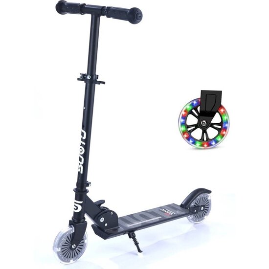 Igoods IGOODS Kinderstep - Kick Step - voor Jongens en Meisjes - Vanaf 3-12 Jaar - Wielen met LED-verlichting - Aluminium - Zwart