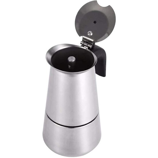 Igoods Igoods Koffiepot Italiaanse Espresso Maker INDUCTIE - 200ml - 4 kopjes - Moka Express Percolator 4 kops Roestvrijstaal - Palermo