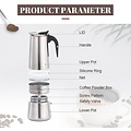 Igoods Igoods Koffiepot Italiaanse Espresso Maker INDUCTIE - 200ml - 4 kopjes - Moka Express Percolator 4 kops Roestvrijstaal - Palermo