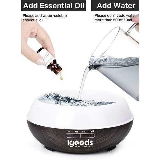 Igoods IGOODS - Aroma Diffuser - Donker bruin hout - 550ml