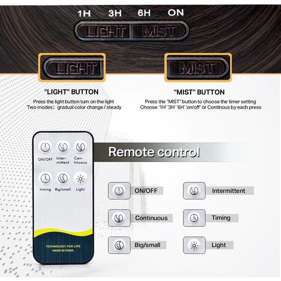 Igoods IGOODS - Aroma Diffuser - Donker bruin hout - 550ml