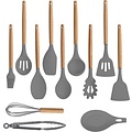 Igoods  Igoods Keukengerei Set - 13-delige Kookgerei Set - Met Houder - Siliconen - Grijs