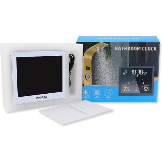 Igoods Igoods Badkamerklok - Waterdicht - Doucheklok - Siliconen zuiger - Wit - Temperatuur - Aftelfunctie