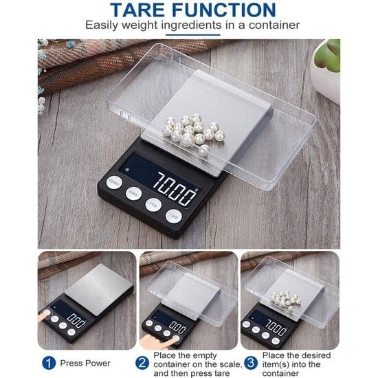 Imtex Imtex Digitale Precisie Keukenweegschaal - 200 g / 0,1 g - Van 0,1 tot 200 gram - Pocket Mini Scale - USB - Zwart