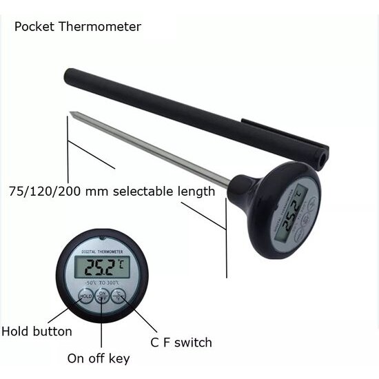 Imtex Imtex Thermometer - Digitale Vleesthermometer - BBQ Thermometer - Keuken Temperatuur Met Stokken - Voedselthermometer - Zwart