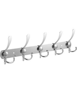Igoods Kapstok 15 haaks Zilver - RVS Wandkapstok - Kapstokken Met Zilverkleurige Wandhaken