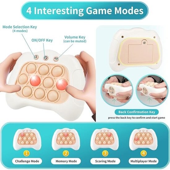 Igoods Igoods Pop It Spel - Anti-stress Pop-it Spel - Fidget Spel - Gameconsole - Concentratie en Motoriek - Geel