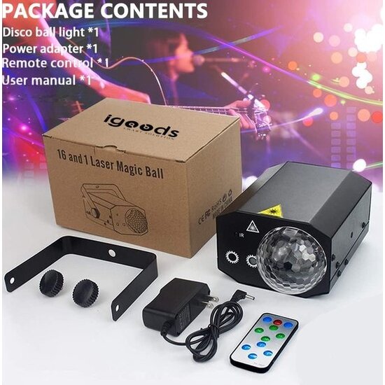 Igoods Igoods Discolamp - Feestverlichting - Disco Projector - Sfeerverlichting - Discobal - Stroboscoop - Partylight - Met Afstandsbediening