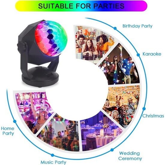 Igoods Igoods Discolamp - LED Discolamp - Feestverlichting voor kinderen en volwassenen - Discobal - Draadloos - USB