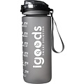 Igoods IGOODS Waterfles - Drinkfles met Tijdmarkeringen - Motiverende Drinkfles - 600ML - BPA vrij - Lekproef - Zwart