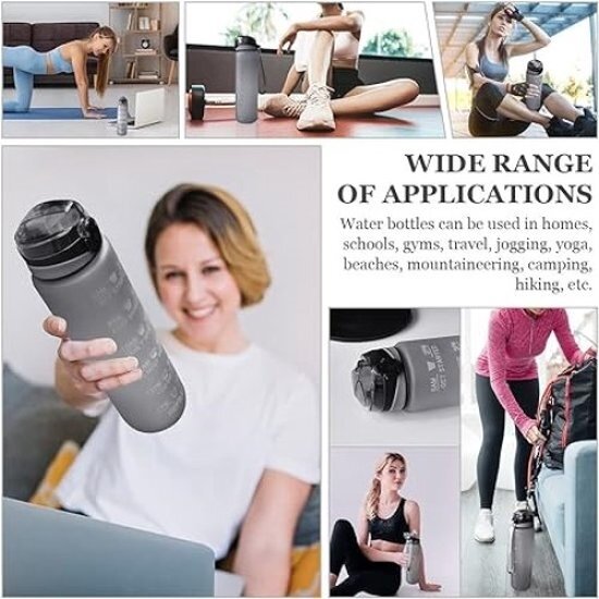 Igoods IGOODS Waterfles - Drinkfles met Tijdmarkeringen - Motiverende Drinkfles - 600ML - BPA vrij - Lekproef - Zwart