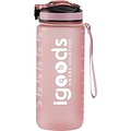 Igoods IGOODS Waterfles - Drinkfles met Tijdmarkeringen - Motiverende Drinkfles - 600ML - BPA vrij - Lekproef - Roze