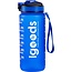 Igoods IGOODS Waterfles - Drinkfles met Tijdmarkeringen - Motiverende Drinkfles - 600ML - BPA vrij - Lekproef - Blauw