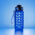 Igoods IGOODS Waterfles - Drinkfles met Tijdmarkeringen - Motiverende Drinkfles - 600ML - BPA vrij - Lekproef - Blauw