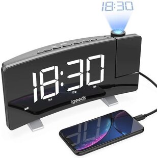 Igoods Projectieklok - Wekkerradio - Dubbel Alarm - Snooze functie – Radio - USB