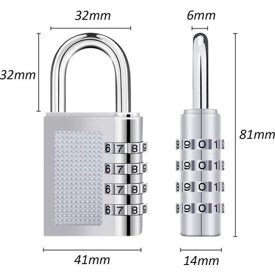 Igoods Igoods Combinatieslot - Hangslot - Cijferslot - Kofferslot - Cijferhangslot met 4 Cijfers - Universeel - Grijs