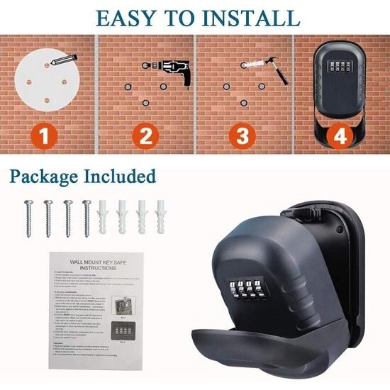 Igoods IGOODS - Robuuste sleutelkluis met code voor buiten - Centraal opbergen van sleutels met cijferslot - Sleutel Kastje