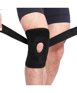 IGOODS Kniebandage - verstelbare neopreen kniebrace - Elastisch Verstelbaar Kniebandage - voor artritis, ACL en meniscus traan, open-patellastabilisator - patella stabilisator opening - one size - zwart