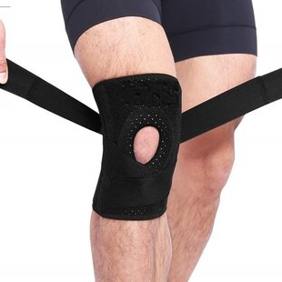 IGOODS Kniebandage - verstelbare neopreen kniebrace - Elastisch Verstelbaar Kniebandage - voor artritis, ACL en meniscus traan, open-patellastabilisator - patella stabilisator opening - one size - zwart