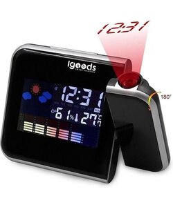 Igoods Wekker met Projectie - Projectiewekker - Projectieklok - Weerstation - Snooze - Temperatuur - LED