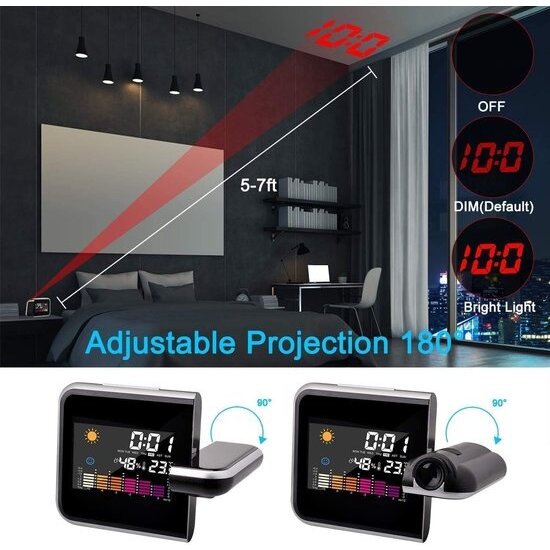 Igoods Igoods Wekker met Projectie - Projectiewekker - Projectieklok - Weerstation - Snooze - Temperatuur - LED
