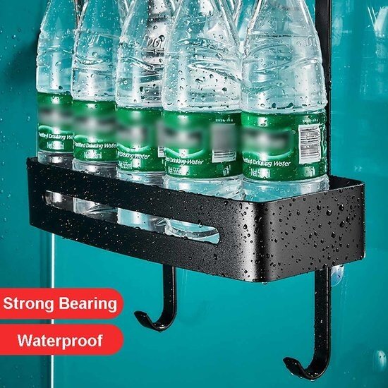 Igoods Igoods Telescopisch Doucherek Hangend - 2 Laags - Zonder Boren - RVS Zwart