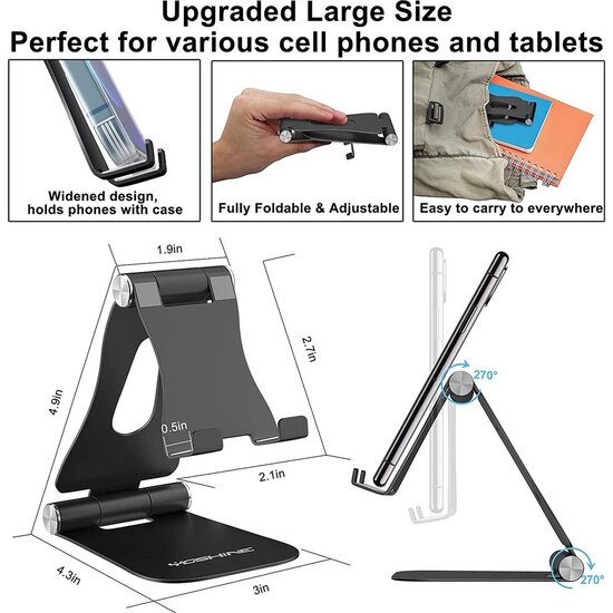 Igoods IGOODS - Vouwbare aluminium Telefoon - mini Tablet houder beugel - Foldable Stand