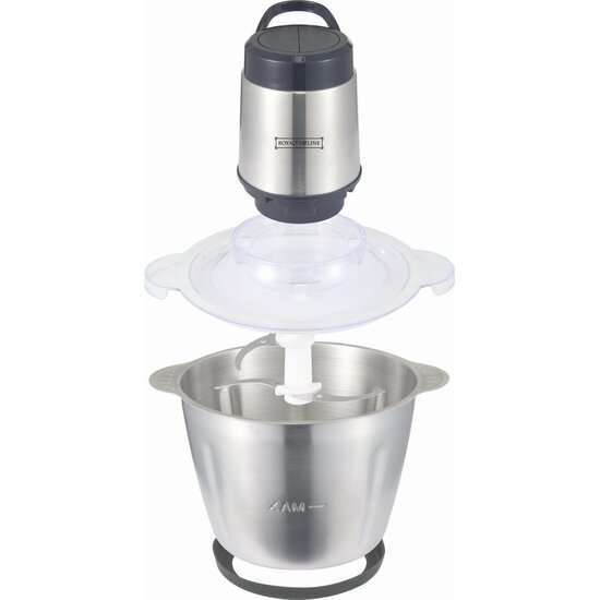 Royalty Line Royalty Line® MCE600 Elektrische Hakmolen - Groentesnijder - 3 Liter Kom XL - Chopper - RVS - 2 Snelheden - 600W - Foodprocessor Met RVS Kom - Mandoline - Hakmolen Elektrisch - RVS