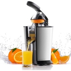 Royalty Line® CPE85 Citruspers Electrisch - Sinaasappelpers Elektrisch - Citrusjuicer Met 2 Perskegels - Citroenpers - RVS / Zwart