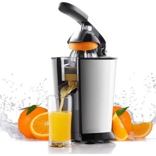 Royalty Line® CPE85 Citruspers Electrisch - Sinaasappelpers Elektrisch - Citrusjuicer Met 2 Perskegels - Citroenpers - RVS / Zwart