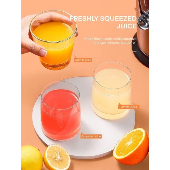 Royalty Line Royalty Line® CPE85 Citruspers Electrisch - Sinaasappelpers Elektrisch - Citrusjuicer Met 2 Perskegels - Citroenpers - RVS / Zwart